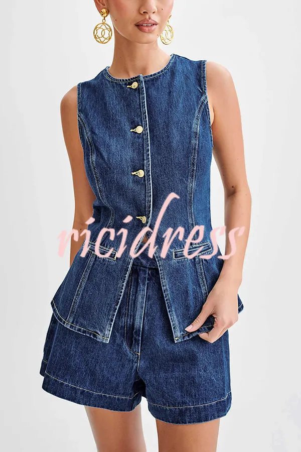 Abel Denim High Waist Relaxed Fit Shorts