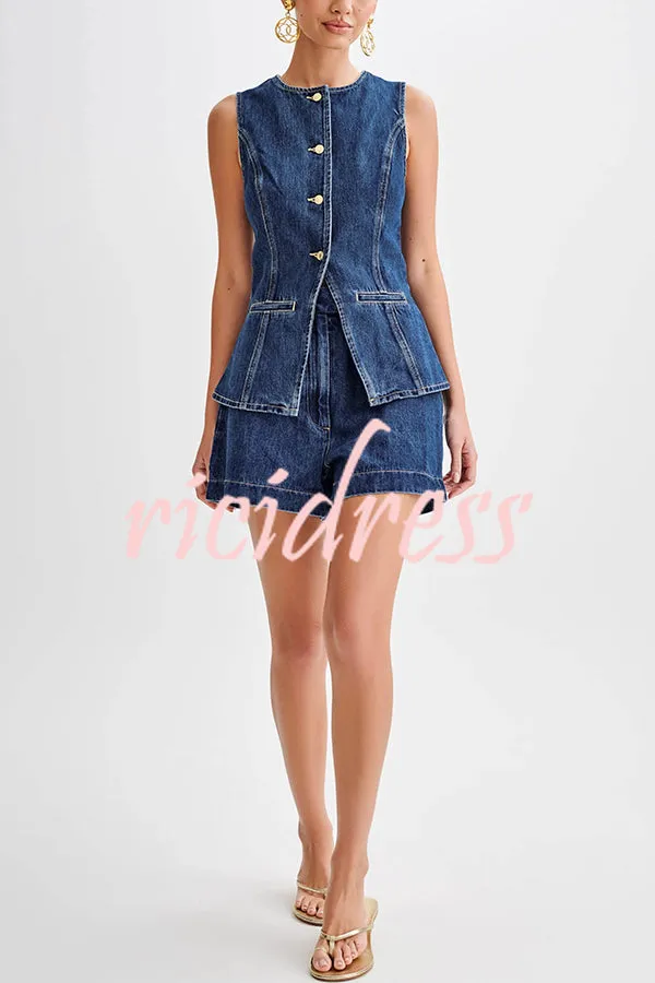 Abel Denim High Waist Relaxed Fit Shorts