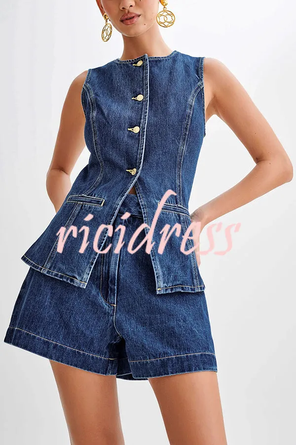 Abel Denim High Waist Relaxed Fit Shorts