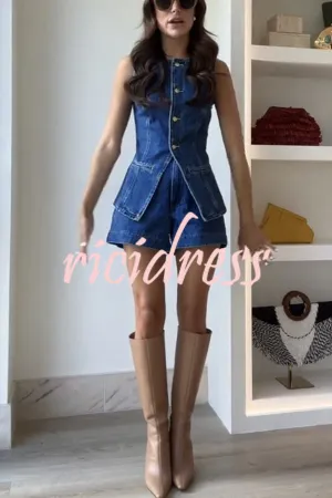 Abel Denim High Waist Relaxed Fit Shorts