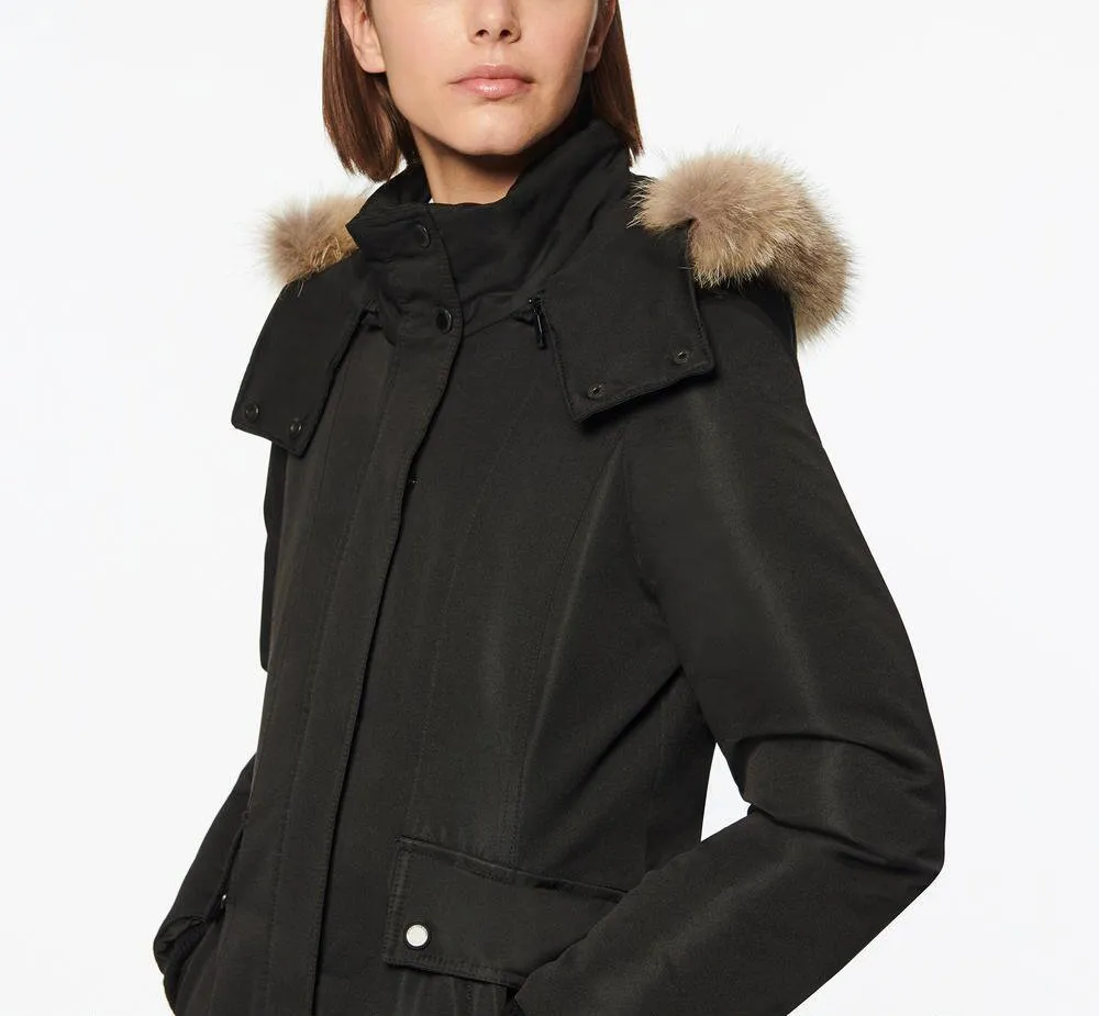 Andrew Marc Women's Down Parka/Coat with Removable Genuine Coyote Fur Trim Hood, Puffer Jacket