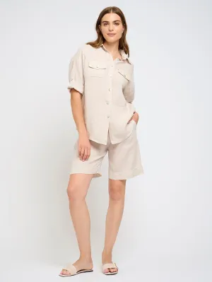 Bermuda Linen Short - Beige