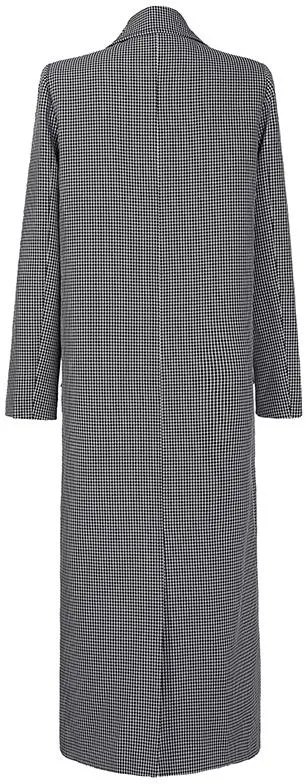 Black & White Plaid Double-Breasted Coat