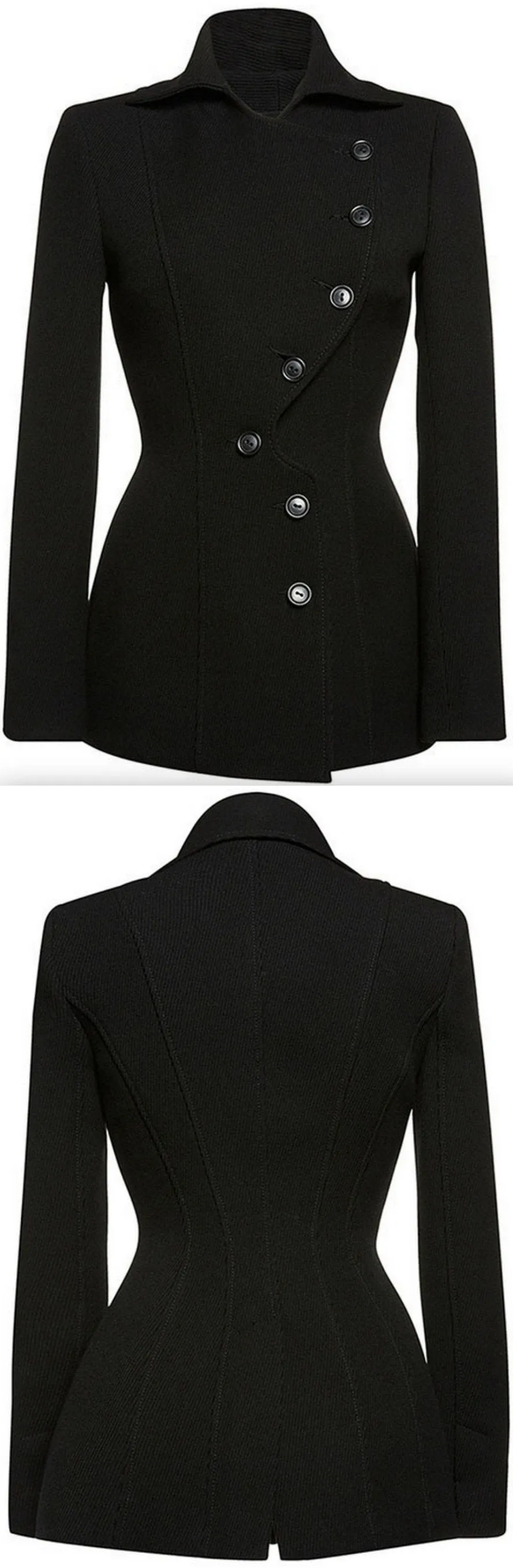 Black Side-Button-Closure Jacket