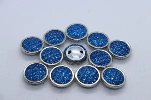 Blue Circular Metal Ring Sugar Coat Button