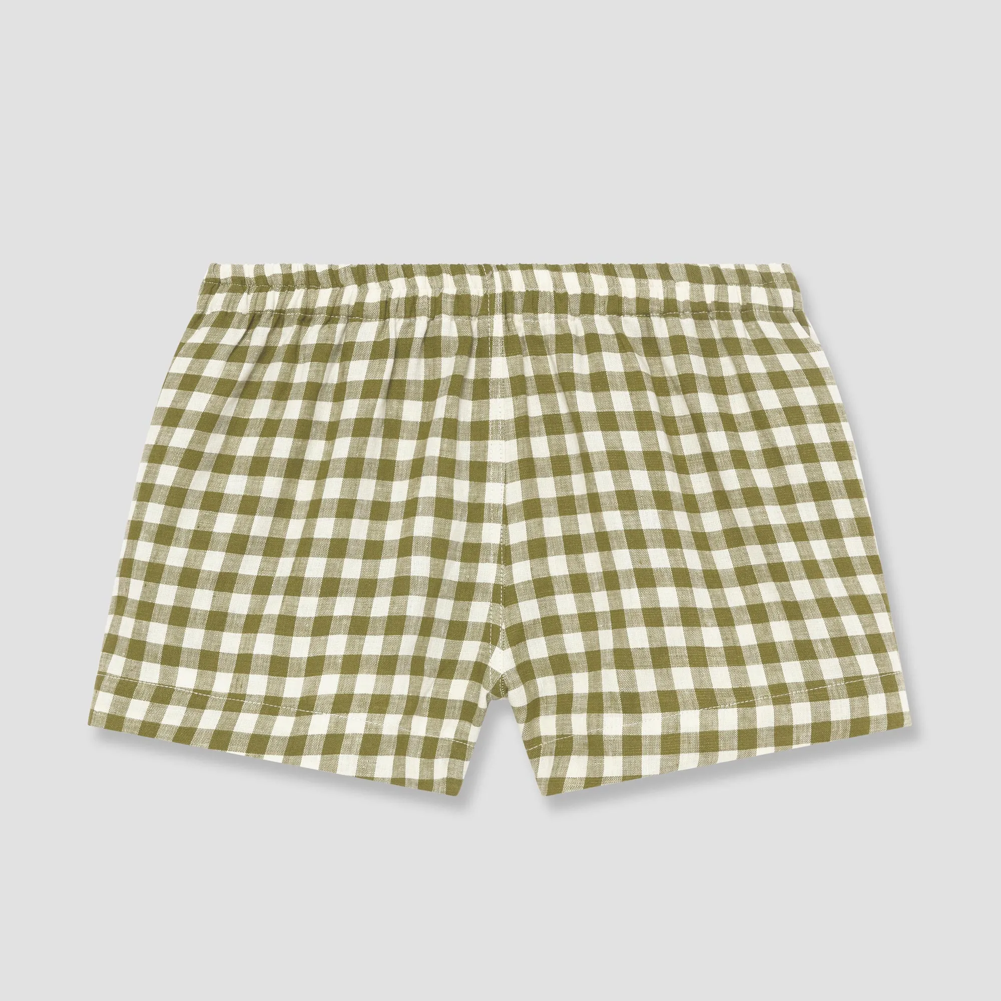 Botanical Green Gingham Linen Pajama Shorts