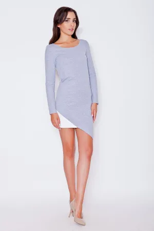Chic Grey Asymmetrical Mini Dress with Distinctive Insert - Timeless Elegance by Katrus