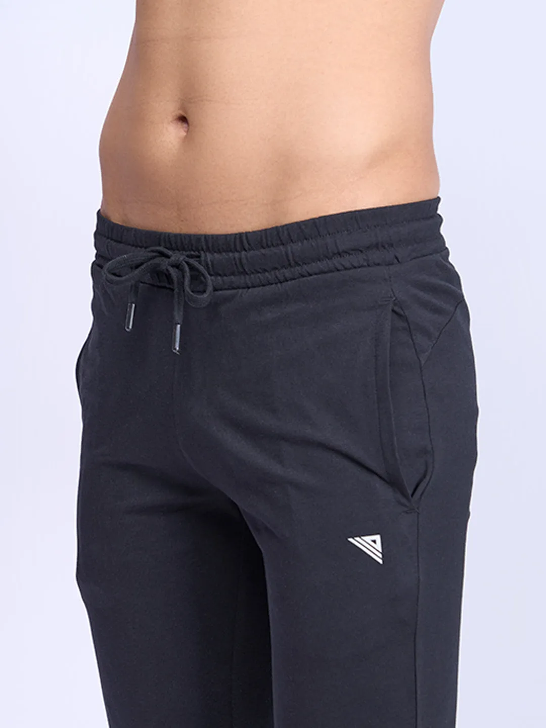 Combed Cotton Side Sew Panel Smart Fit  Zipper Pocket Track Pant Black-ETK1
