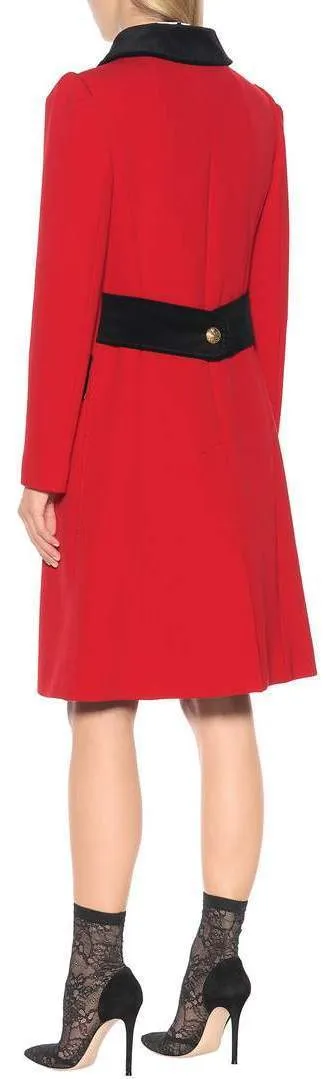 Contrast-Collar Double-Breasted Wool-Blend Coat