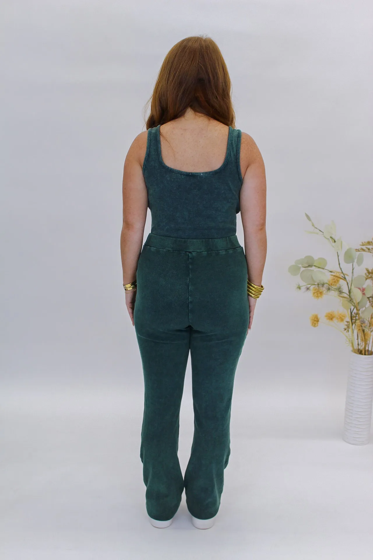 Cool Girl Washed Bodysuit Set- Green
