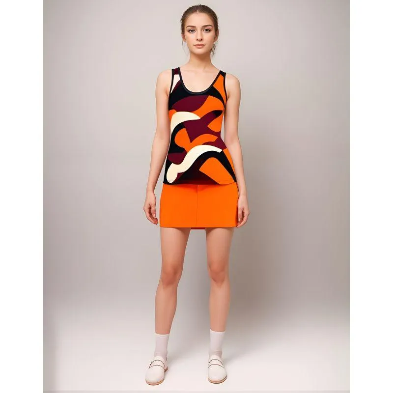 Copenhagen Orange Mini Stretch Denim Skirt - Airline Series