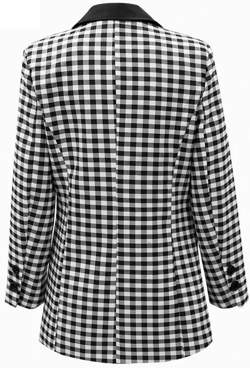 Double-Breasted Gingham Blazer