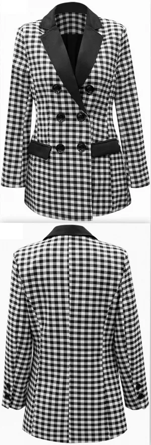 Double-Breasted Gingham Blazer