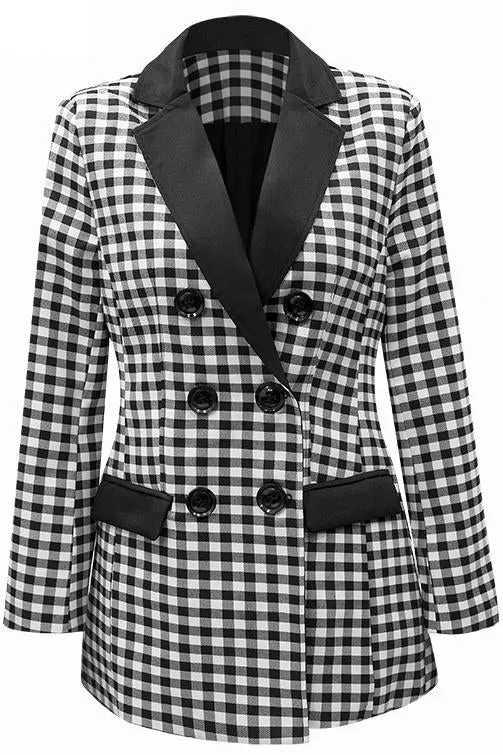 Double-Breasted Gingham Blazer