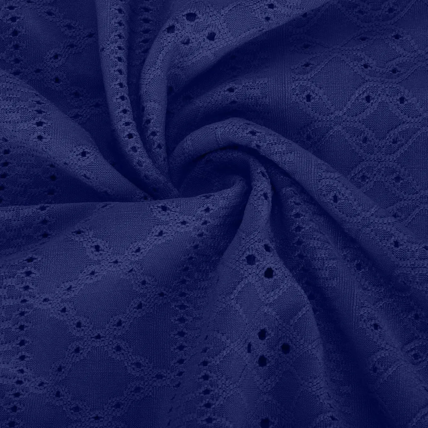Eyelet Sundress for Women Hollow Out Embroidery & Breathable O-Neck Beach Dress Casual Midi Dress with Pockets