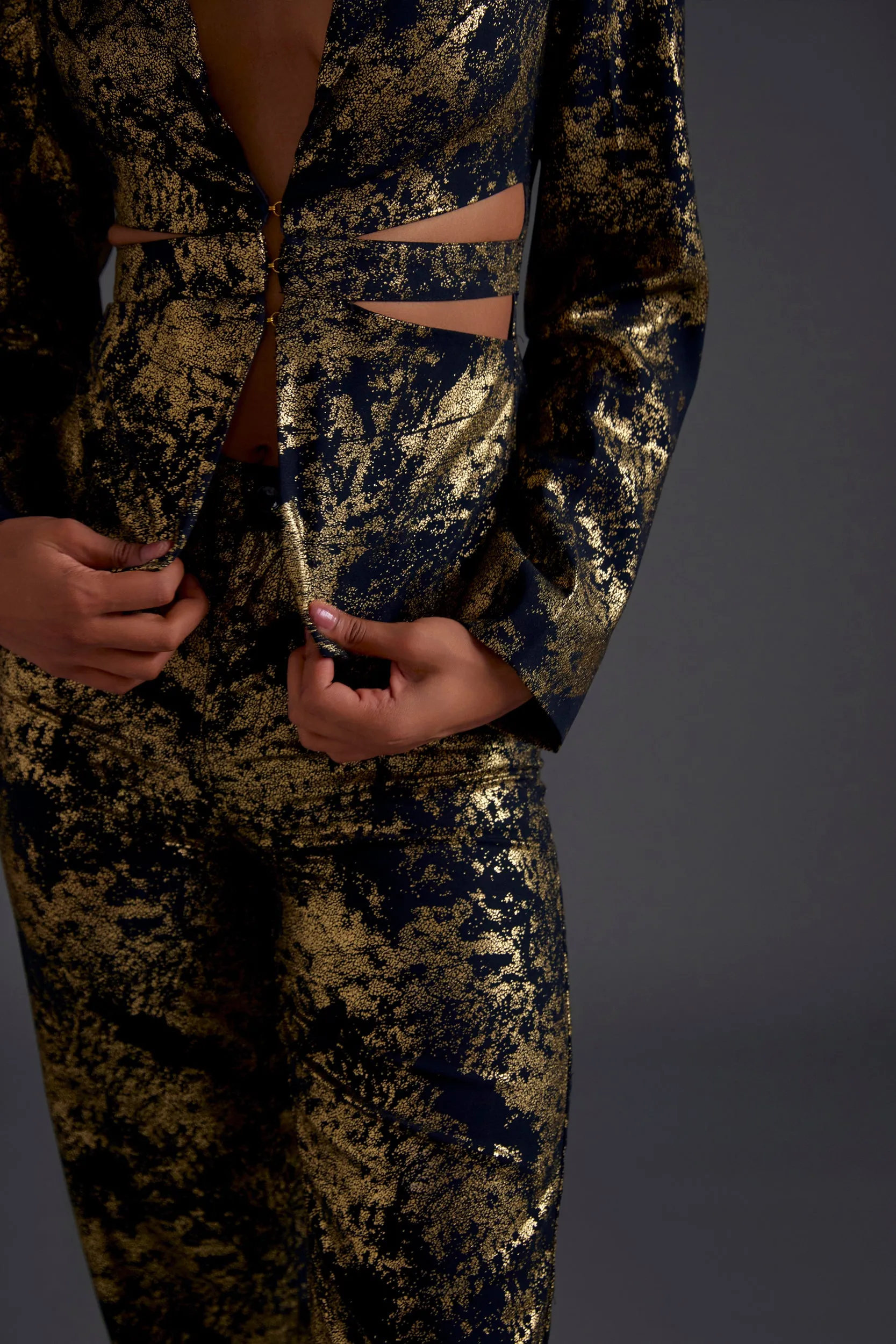 Gold Heathermoss Cutout Blazer