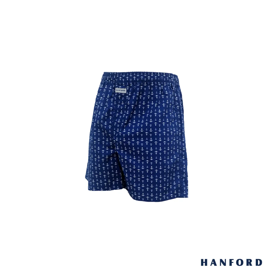 Hanford Kids/Teens 100% Cotton Woven Shorts Anchor -  Anchor Print/Navy Peony (SinglePack)