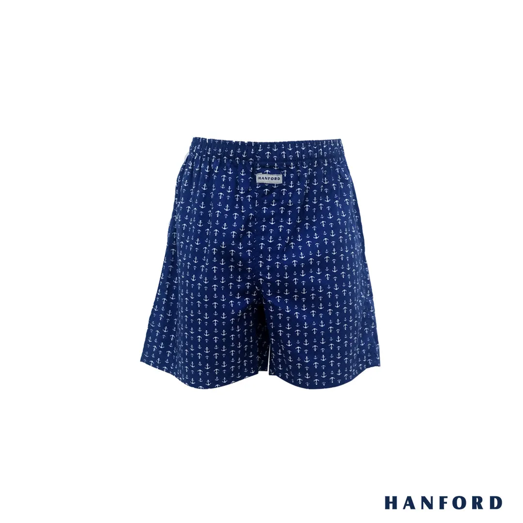 Hanford Kids/Teens 100% Cotton Woven Shorts Anchor -  Anchor Print/Navy Peony (SinglePack)