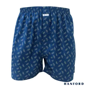 Hanford Men 100% Cotton Woven Shorts Ash - Fern Print/Gibraltar Sea (SinglePack)