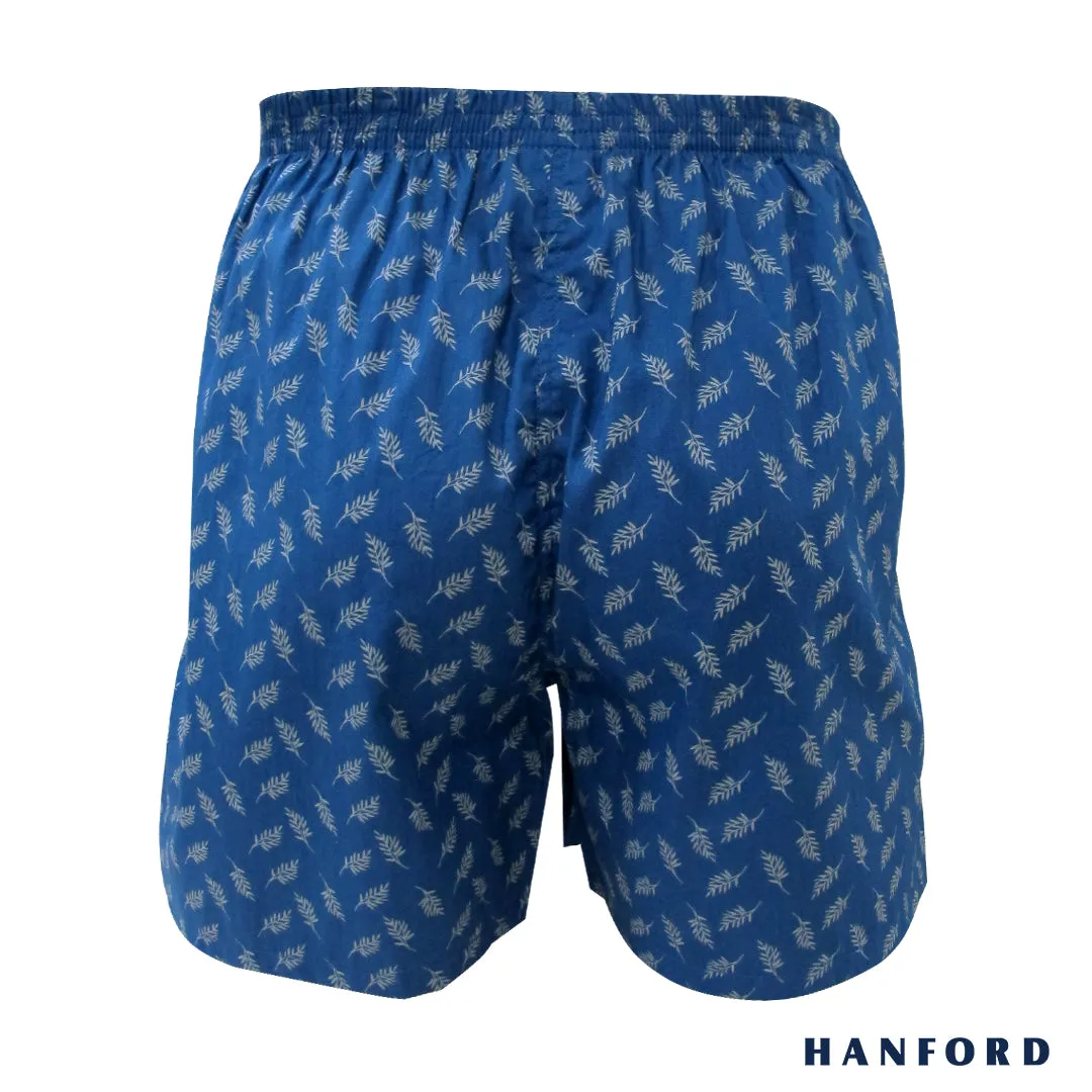 Hanford Men 100% Cotton Woven Shorts Ash - Fern Print/Gibraltar Sea (SinglePack)