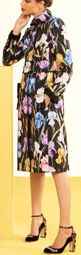 Iris-Print Brocade Coat