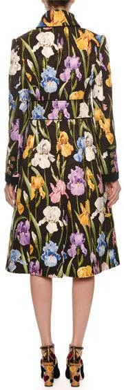 Iris-Print Brocade Coat