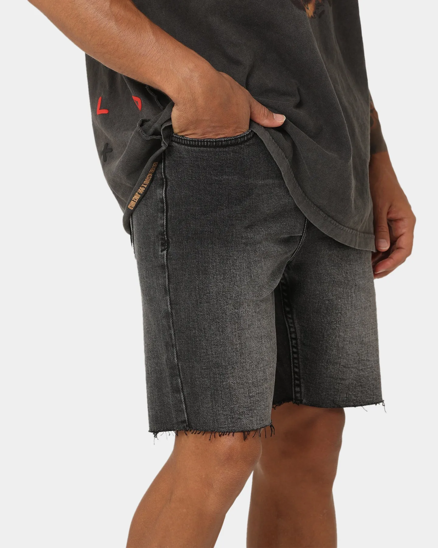 Ksubi Chopper Spray Out Pink Shorts Black