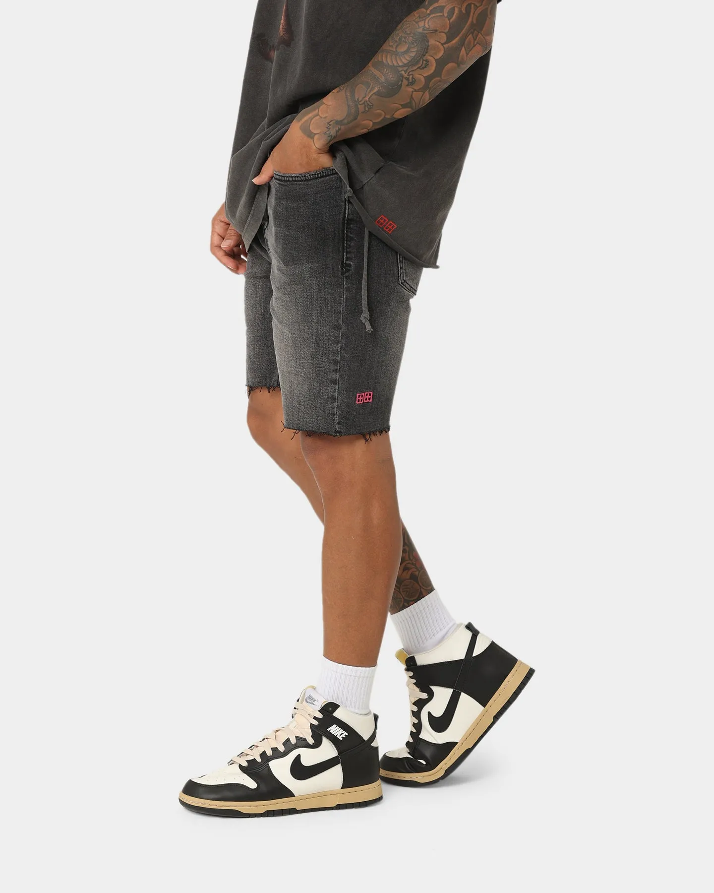 Ksubi Chopper Spray Out Pink Shorts Black