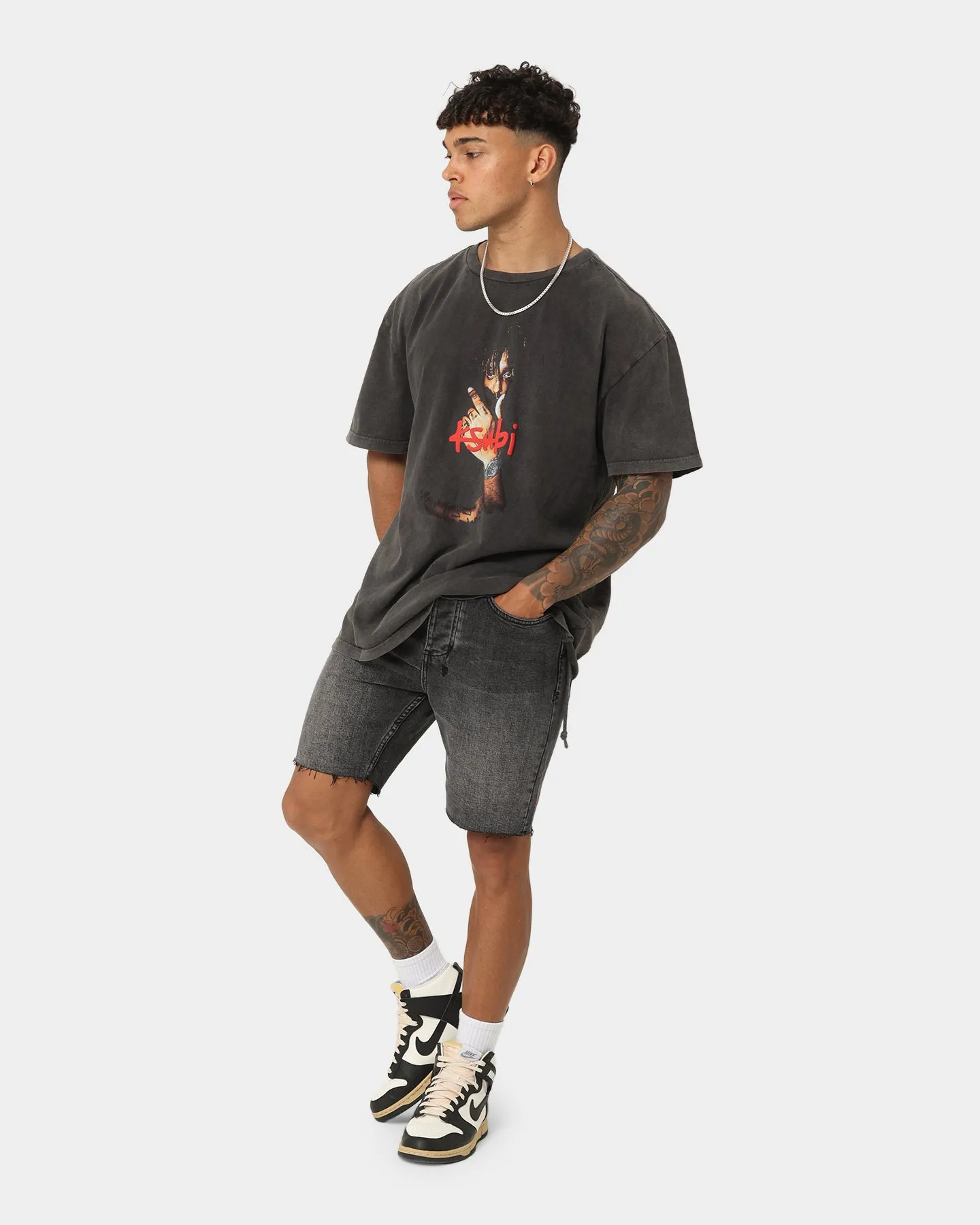 Ksubi Chopper Spray Out Pink Shorts Black