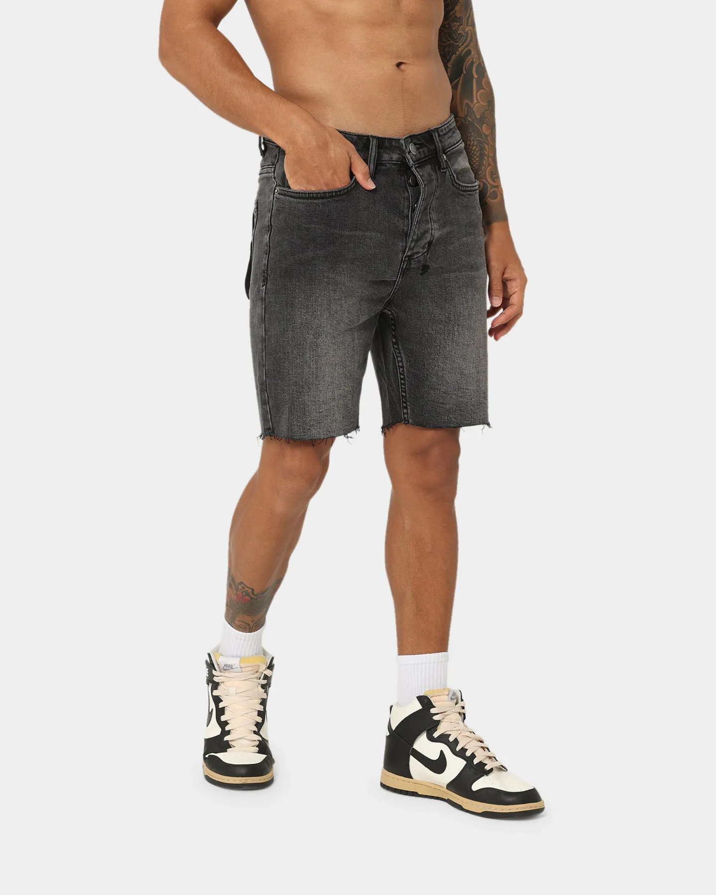 Ksubi Chopper Spray Out Pink Shorts Black