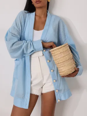 Leilani Jacquard Cardigan Cover Up | Pastel Blue