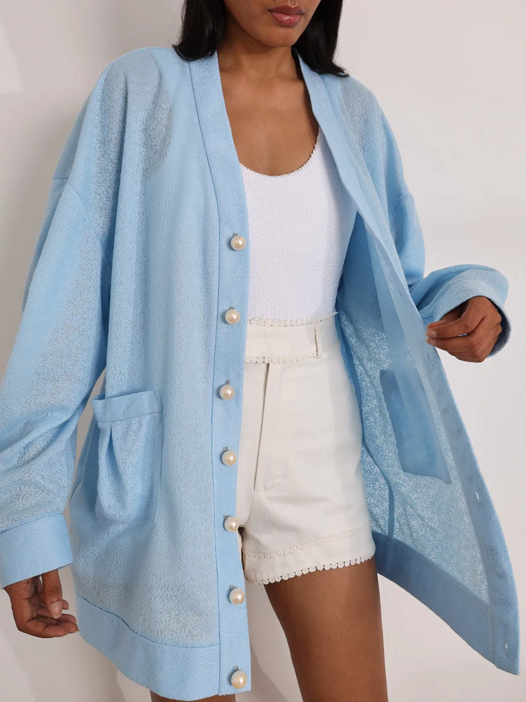 Leilani Jacquard Cardigan Cover Up | Pastel Blue