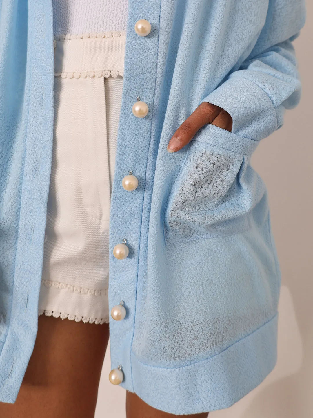 Leilani Jacquard Cardigan Cover Up | Pastel Blue