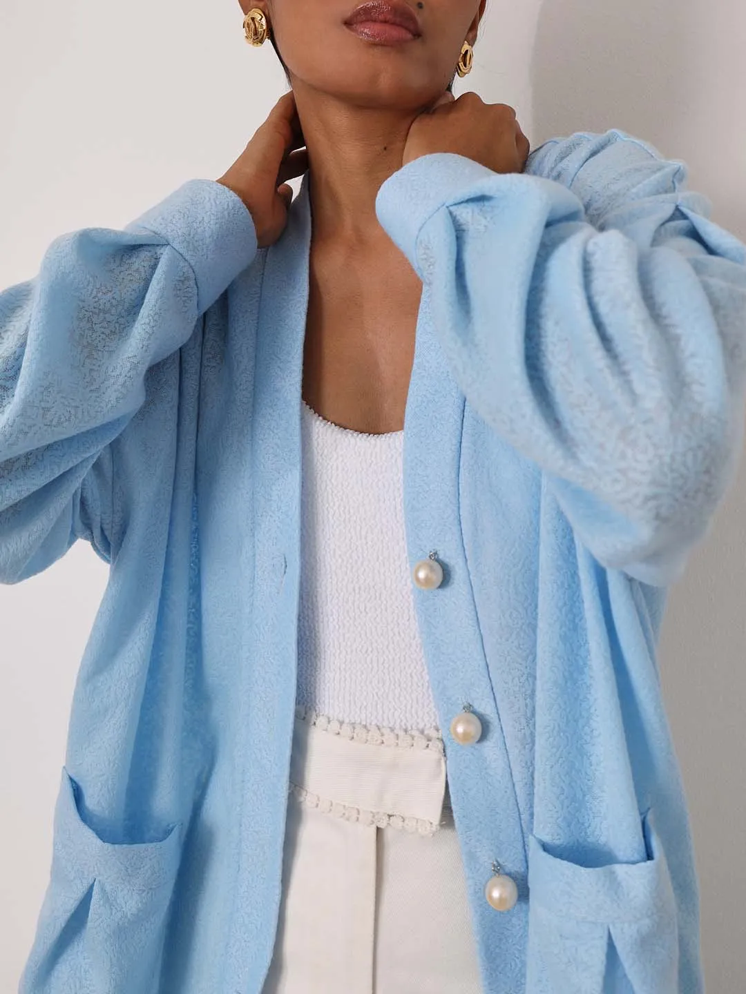 Leilani Jacquard Cardigan Cover Up | Pastel Blue