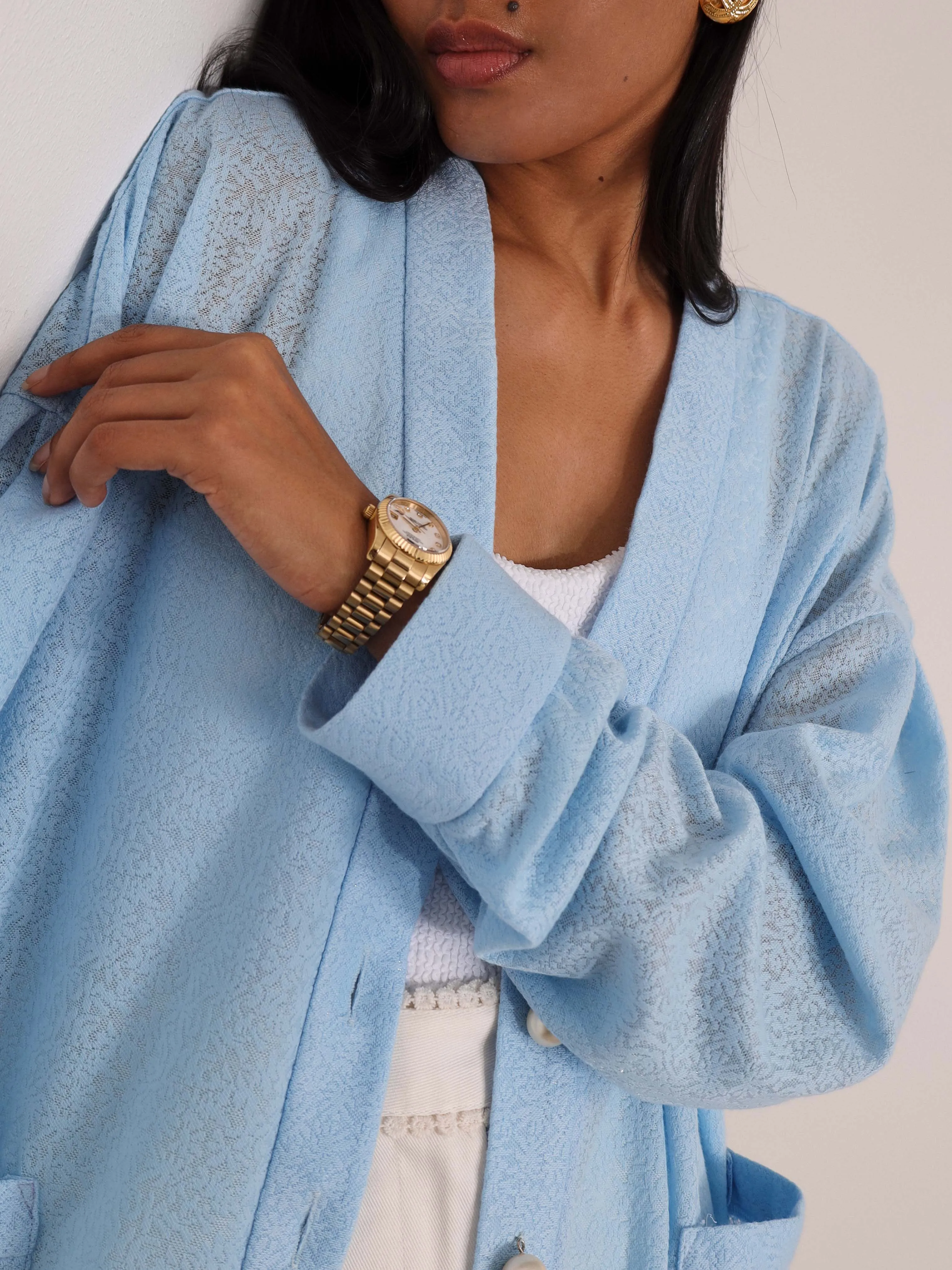 Leilani Jacquard Cardigan Cover Up | Pastel Blue