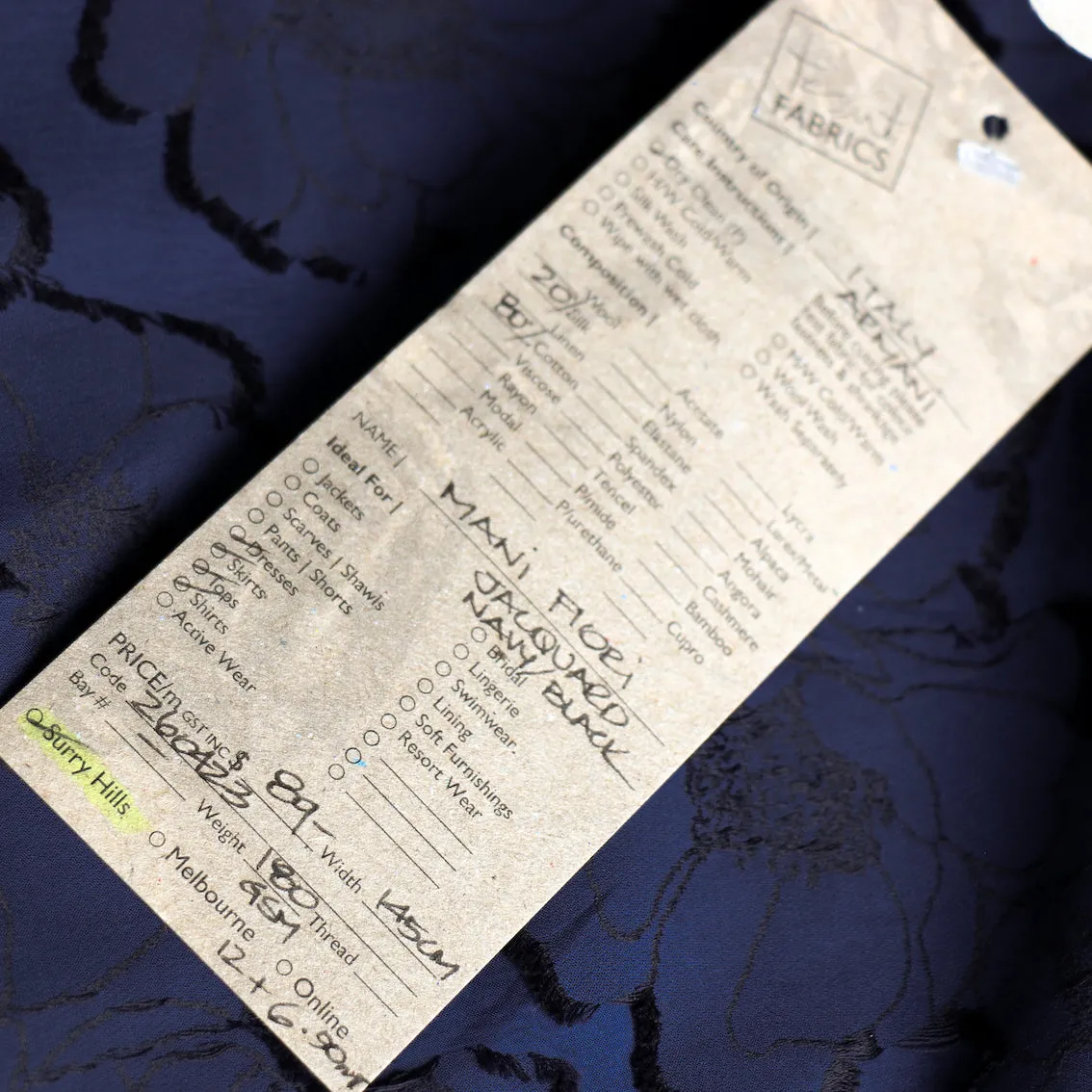 Mani Fiori Jacquard Navy/Black