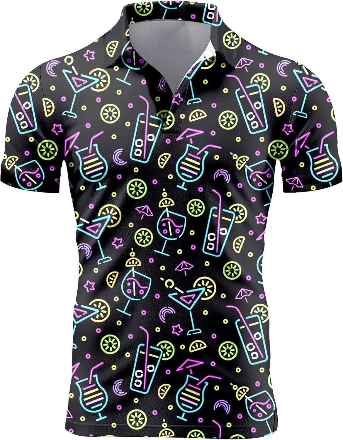 Mens 80s Golf Shirt Dry Fit Performance Short Sleeve Print Shirts Funny 90s Golf Shirts for Men