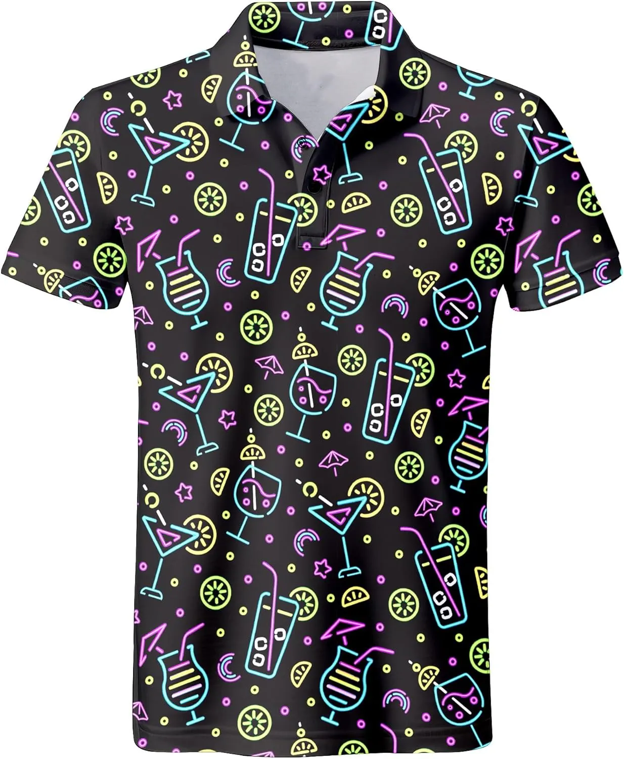Mens 80s Golf Shirt Dry Fit Performance Short Sleeve Print Shirts Funny 90s Golf Shirts for Men