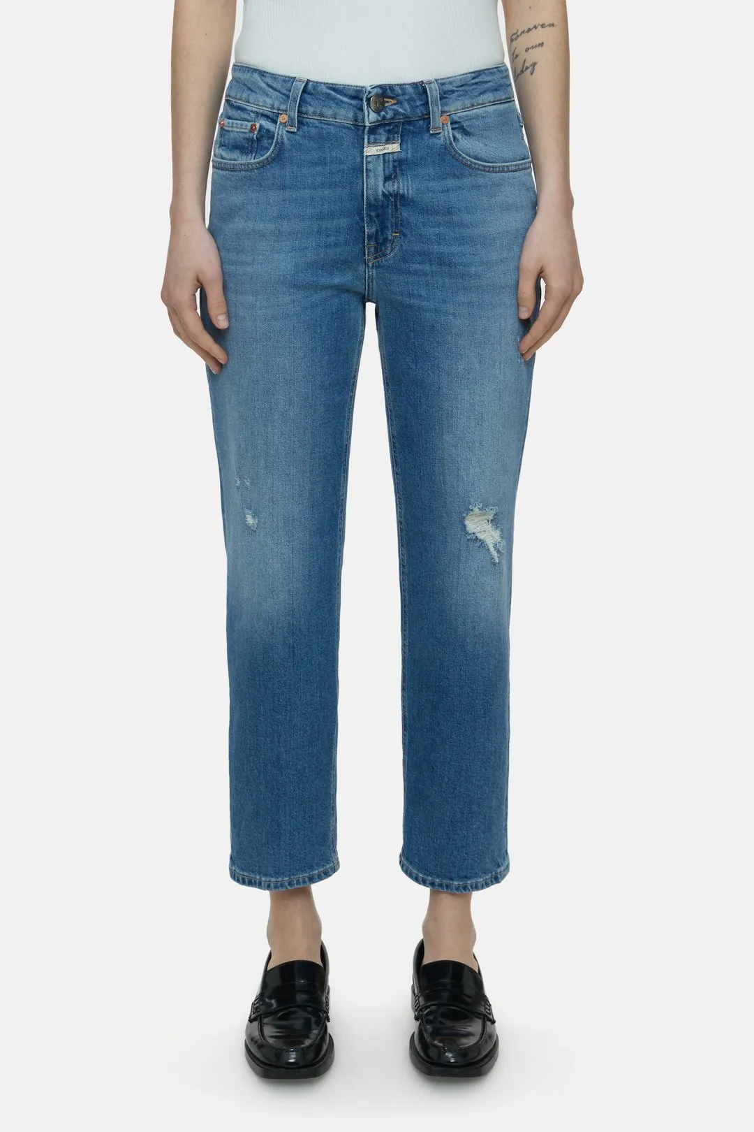 Milo Comfort Stretch Distress Jean - Mid Blue
