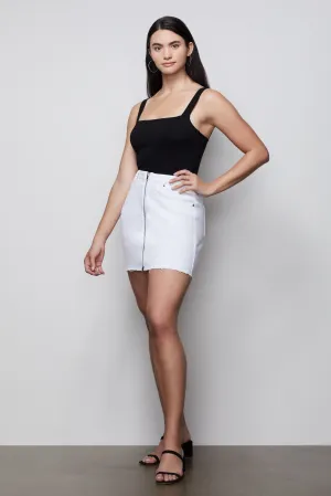 MINI SKIRT EXPOSED ZIPPER | WHITE001