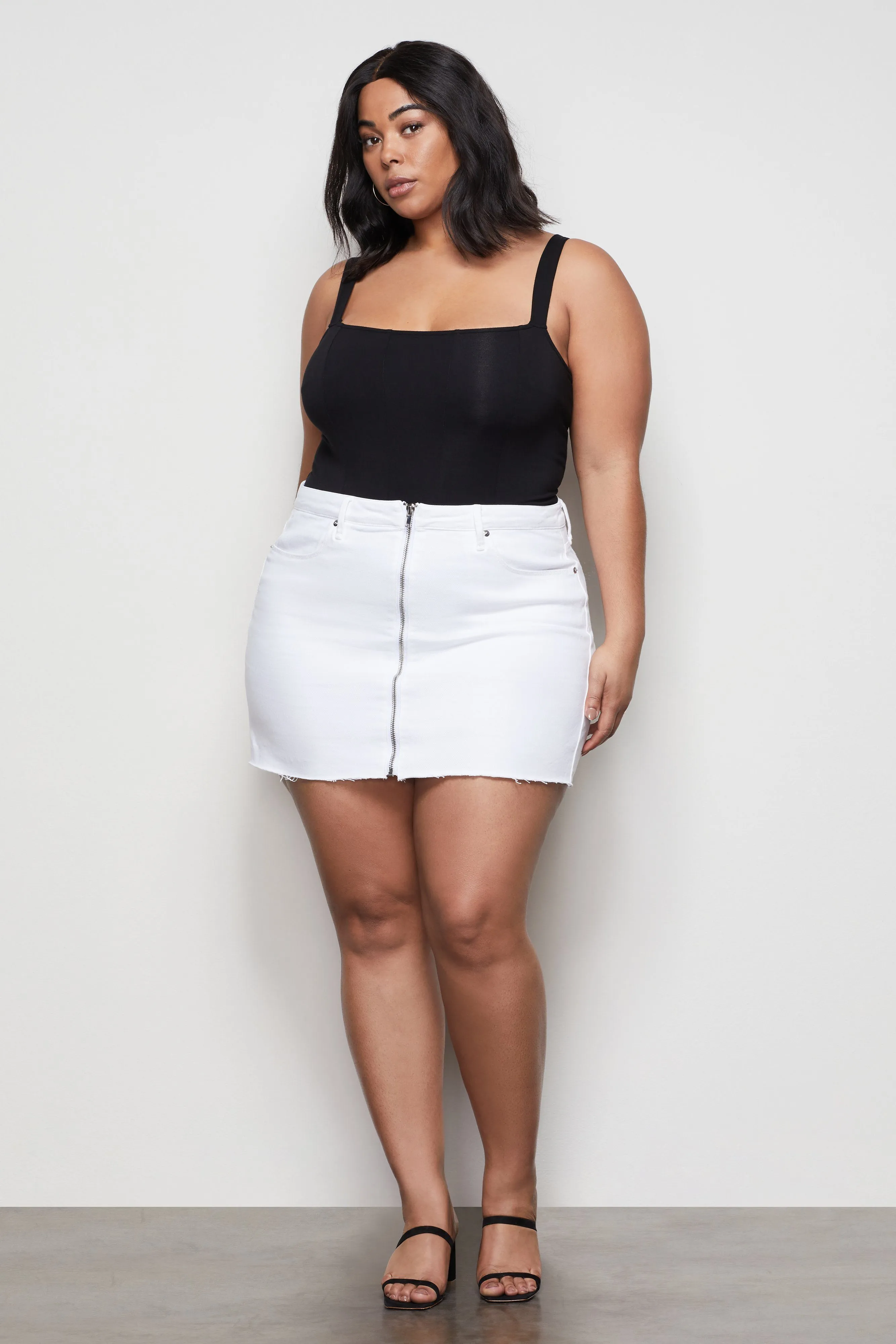 MINI SKIRT EXPOSED ZIPPER | WHITE001