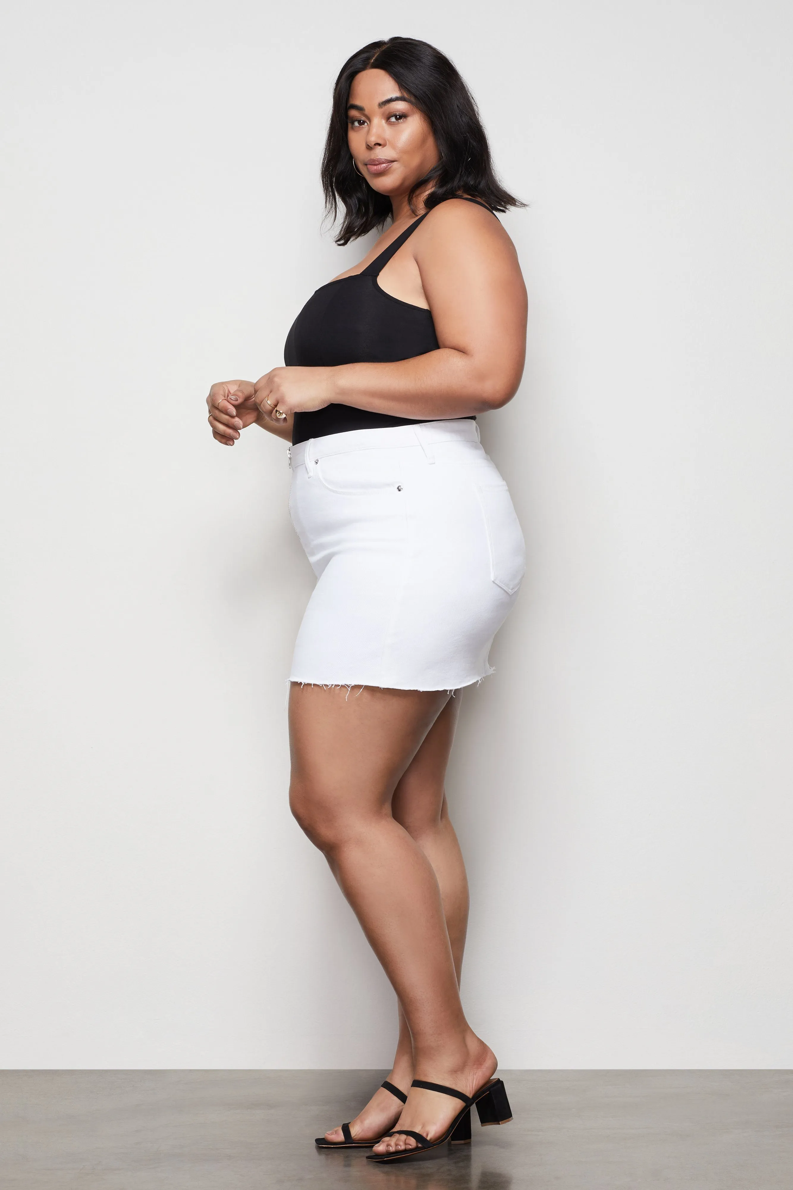 MINI SKIRT EXPOSED ZIPPER | WHITE001