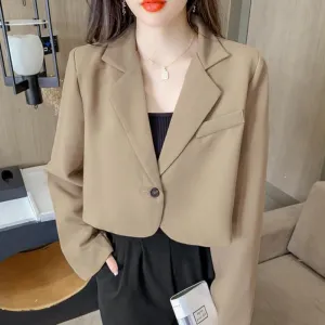 Minimalist Button Cropped Blazer