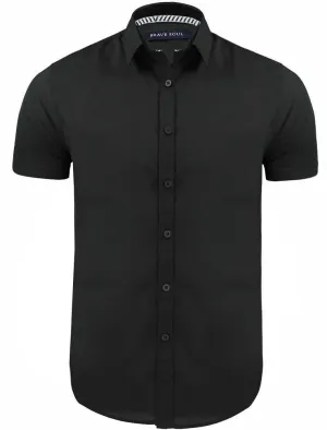 Mombassa Short Sleeve Button Down Shirt in Black