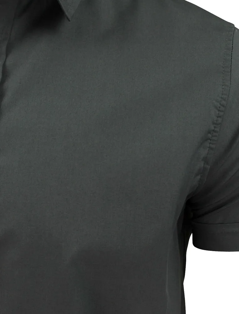 Mombassa Short Sleeve Button Down Shirt in Charcoal