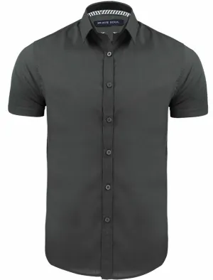 Mombassa Short Sleeve Button Down Shirt in Charcoal