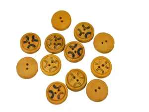 Mustard Fancy Geometric Printed 2 Hole Wooden Buttons - 32L