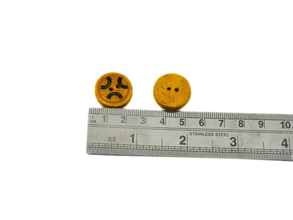 Mustard Fancy Geometric Printed 2 Hole Wooden Buttons - 32L