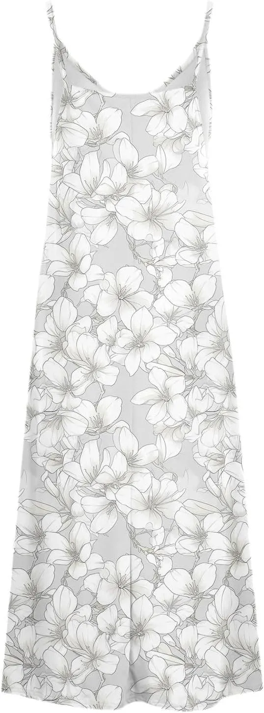 Mzkdieey Women's 2024 Summer Dress Casual Boho Floral Print Sundress Spaghetti Strap V Neck Flowy Maxi Beach Vacation Dress