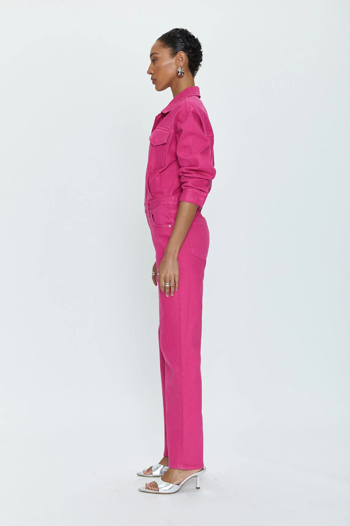 Nikkie Long Sleeve Jumpsuit - Pink Garnet